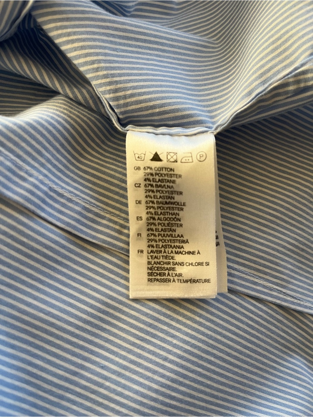 H&M Blue & White Pin Striped Button Down Shirt - US 10 - 3/4 Sleeve - Picture 5 of 6